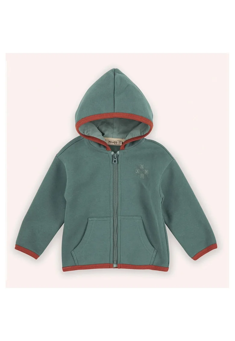 Hanorac gros din fleece, cu gluga si fermoar,  - Retro Journey, Verde, pentru baieti, Verde