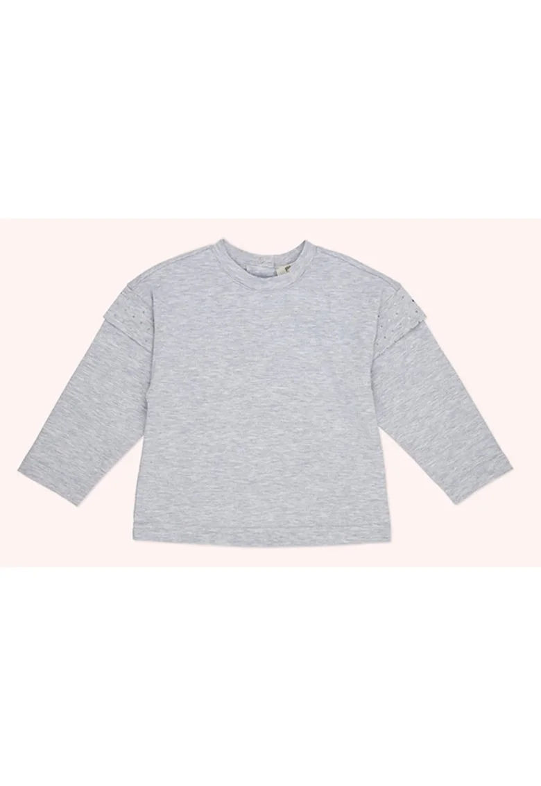 Bluza cu maneca lunga  - Little Ballerina, Gri Melanje, pentru fetite, Gri