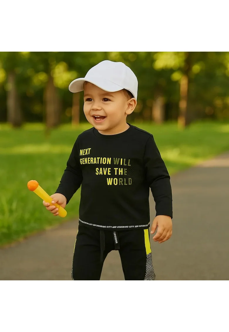 Bluza subtire cu maneca lunga imprimata  - City Boys, Negru, pentru baietei, Negru
