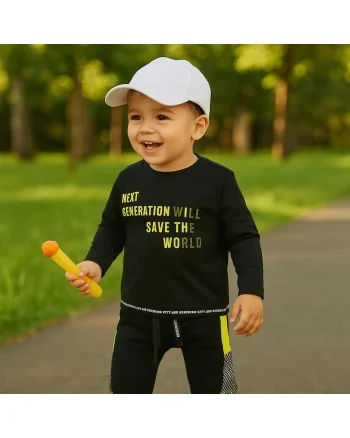 Bluza subtire cu maneca lunga imprimata  - City Boys, Negru, pentru baietei, Negru