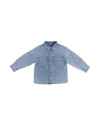 Camasa de blugi cu model texturat  - Gaming Mode, Albastru Denim, pentru baietei, Albastru