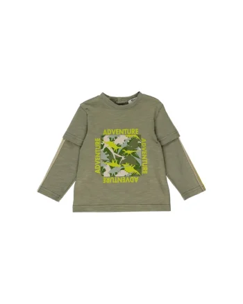 Bluza subtire cu maneca lunga,  - Dino Jungle, Verde Kaki, pentru baietei, Verde