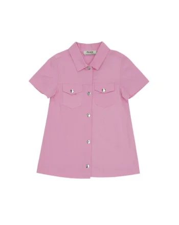 Rochie tip camasa cu buzunare  - Stella, Roz, pentru fetite, Roz