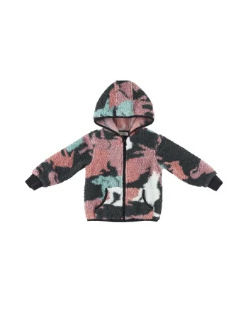 Jacheta Teddy colorata  - Flexible, Negru Roz, Mint, Unisex, pentru fetite sau baietei, Negru