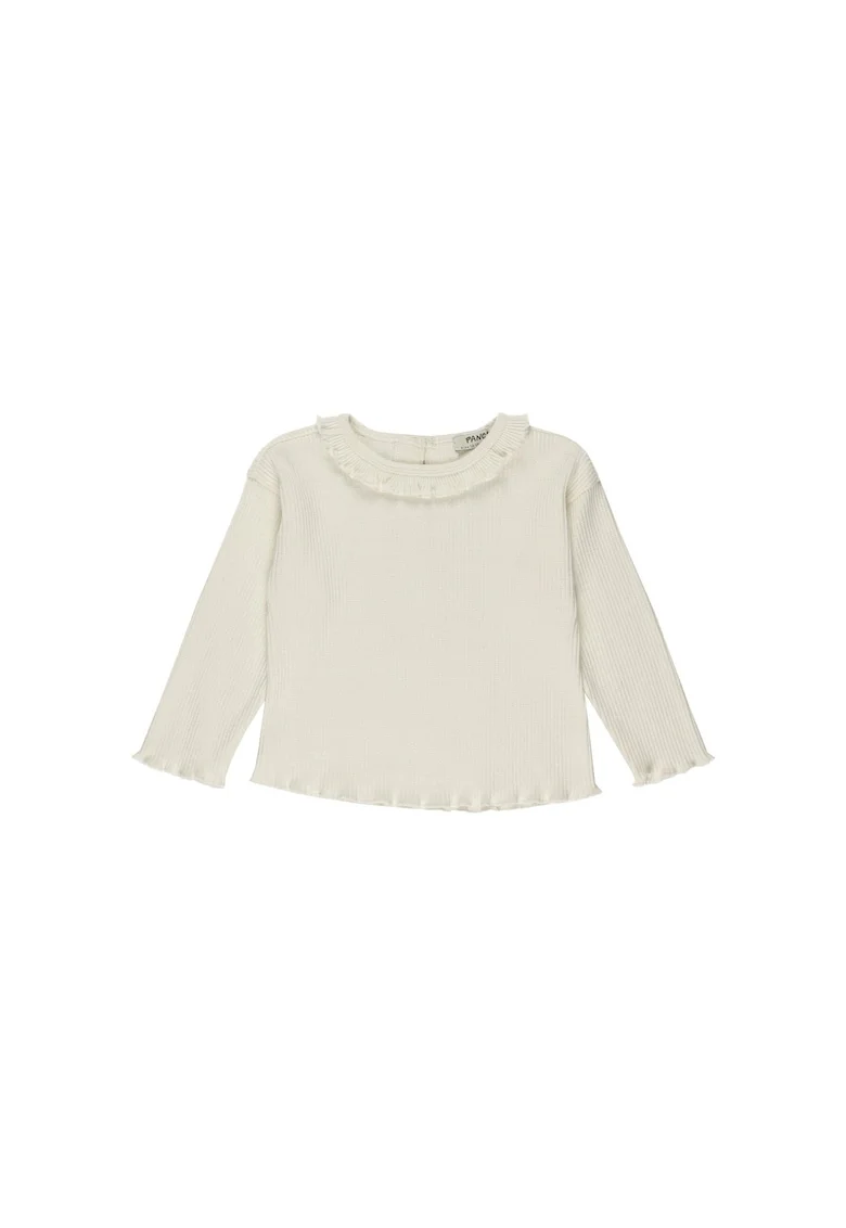 Bluza subtire cu maneca lunga si guler volan  - Little Heart, Ecru, pentru fetite, Ecru