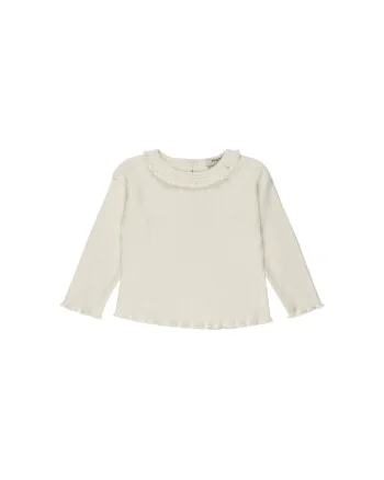 Bluza subtire cu maneca lunga si guler volan  - Little Heart, Ecru, pentru fetite, Ecru
