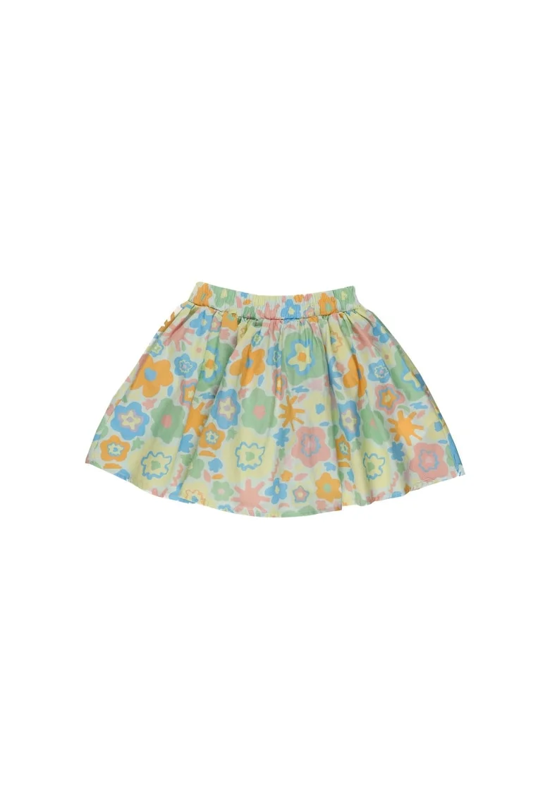 Fusta cu imprimeu floral  - Amelia, Verde cu flori multicolore, pentru fetite, Verde
