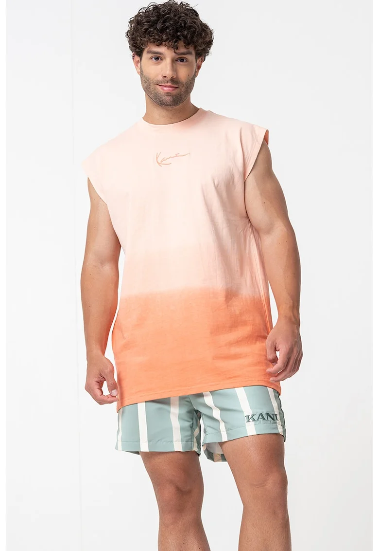 Tricou cu imprimeu tie-dye, Portocaliu