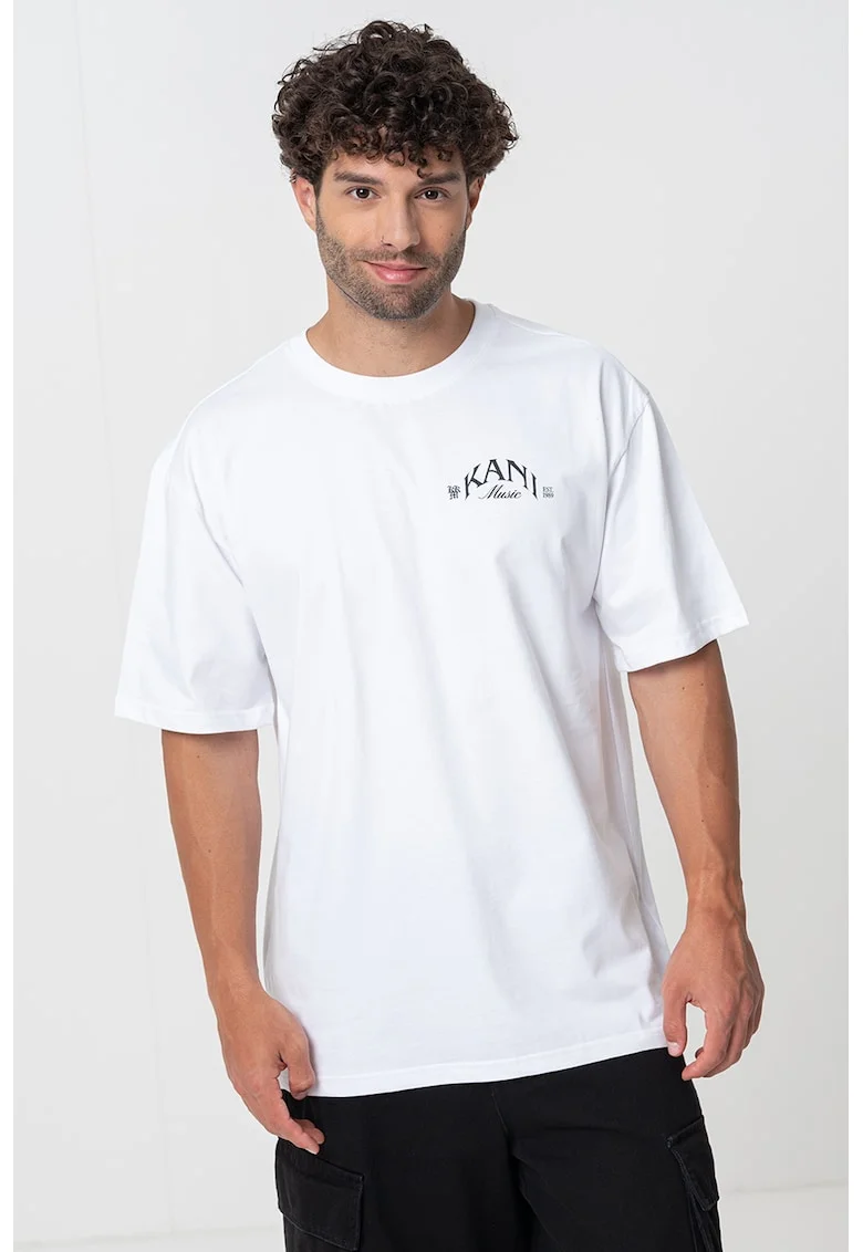 Tricou cu imprimeu logo, Alb optic