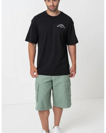 Tricou cu imprimeu logo, Verde/Negru