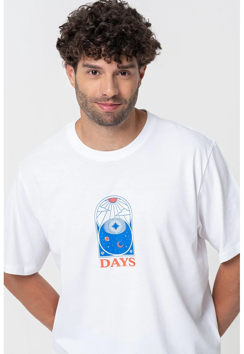 Tricou lejer cu imprimeu pe spate, Alb optic