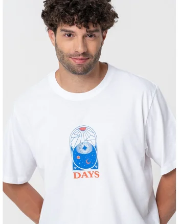 Tricou lejer cu imprimeu pe spate, Alb optic