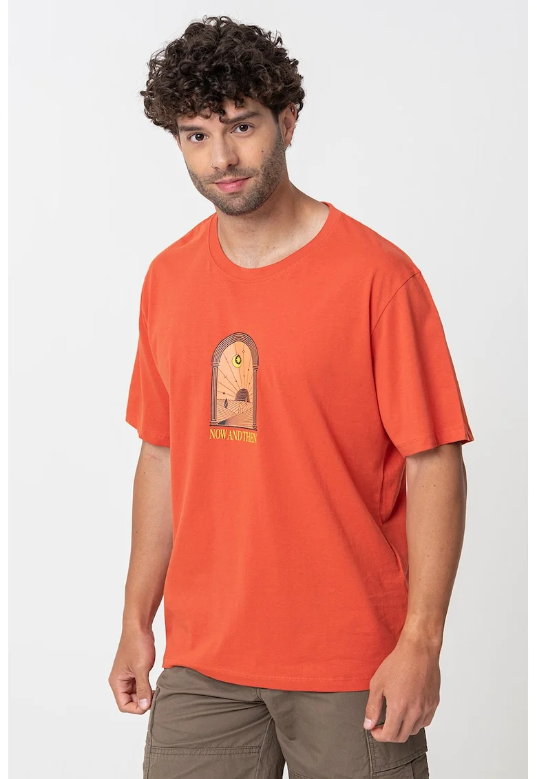 Tricou lejer cu imprimeu pe spate, Portocaliu mandarina