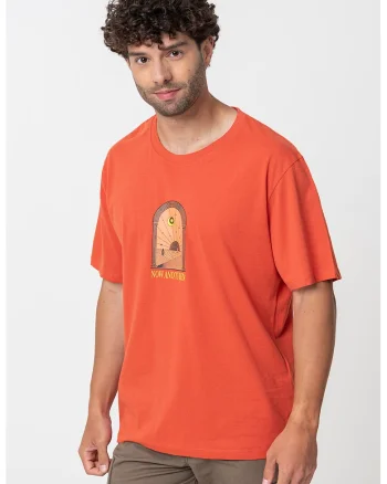 Tricou lejer cu imprimeu pe spate, Portocaliu mandarina