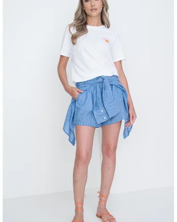 Tricou de bumbac organic cu imprimeu grafic, Alb/Roz