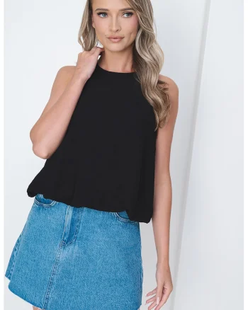 Bluza lejera cu decolteu rotund, Negru