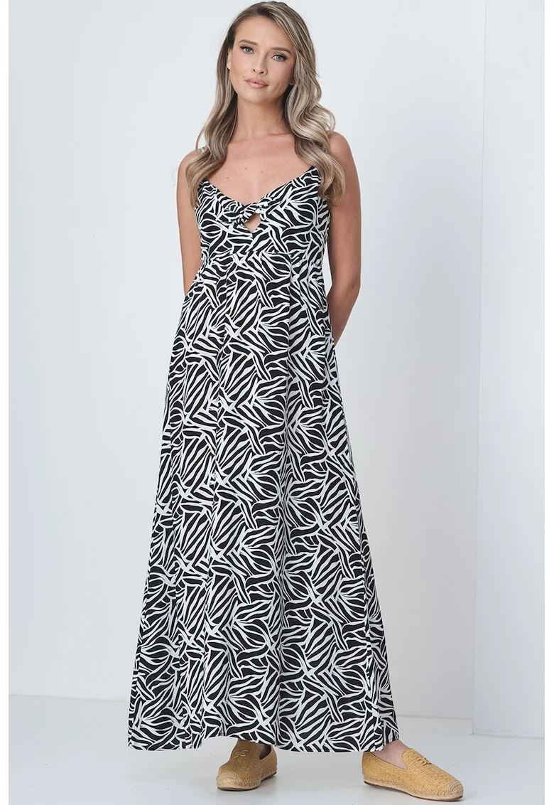 Rochie maxi evazata, Alb/Negru