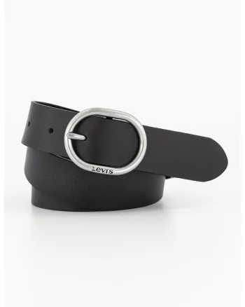 Curea de piele cu logo, Negru