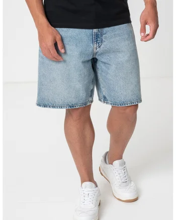 Bermude din denim cu croiala lejera, Albastru deschis
