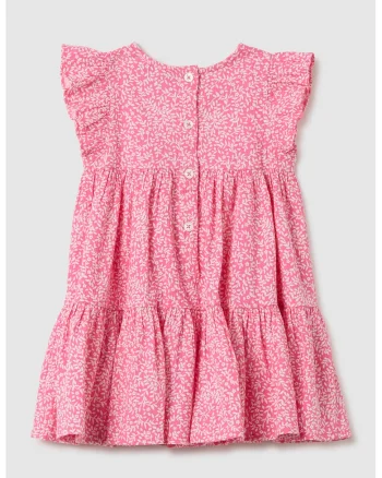 Rochie cu croiala stratificata, model si maneci scurte, Roz deschis