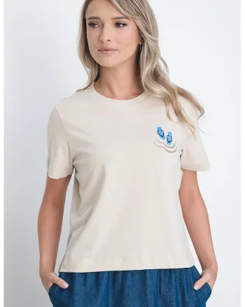 Tricou lejer de bumbac organic, Maro nisip