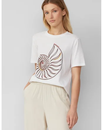 Tricou din bumbac cu imprimeu, Alb/Maro/Galben