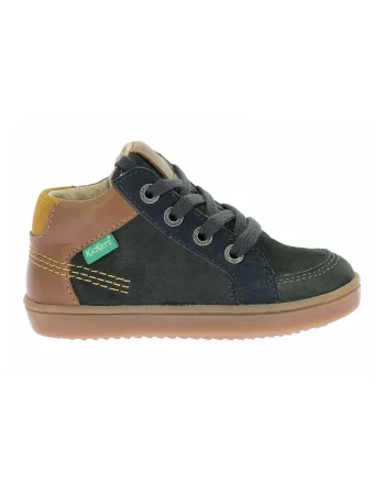 Pantofi sport mid-high din piele si piele intoarsa, Bej/Verde englez