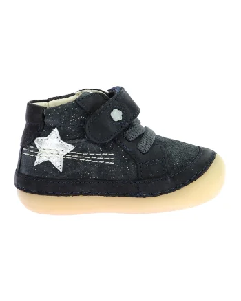 Pantofi de piele intoarsa cu velcro, Albastru ultramarin/Argintiu