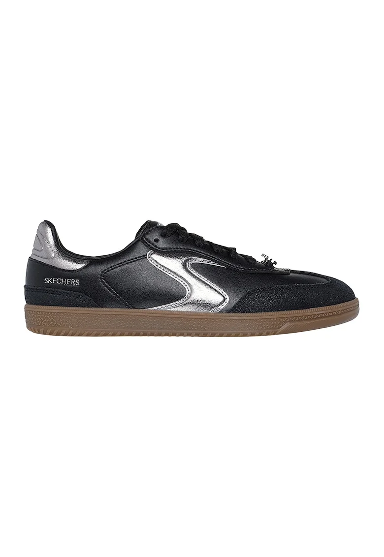 Pantofi sport de piele ecologica Hotshot, Negru/Argintiu