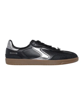 Pantofi sport de piele ecologica Hotshot, Negru/Argintiu