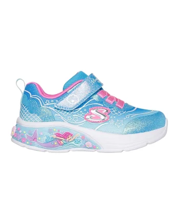 Pantofi sport cu lumini si aspect stralucitor Lil Mermaid, Roz deschis/Albastru deschis