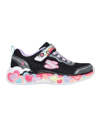 Pantofi sport cu model si lumini cu buton oprire-pornire, Negru/Violet deschis/Roz deschis