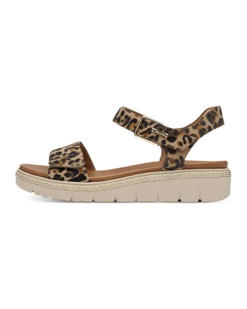 Sandale de piele cu bareta velcro, Maro