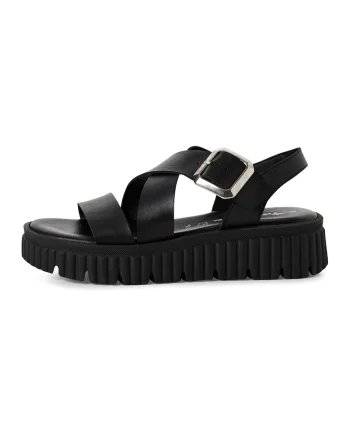 Sandale de piele cu barete incrucisate, Negru