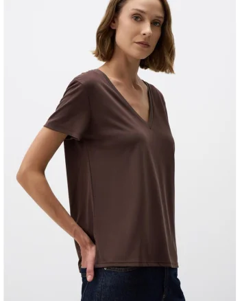 Tricou din amestec de modal cu decolteu in V