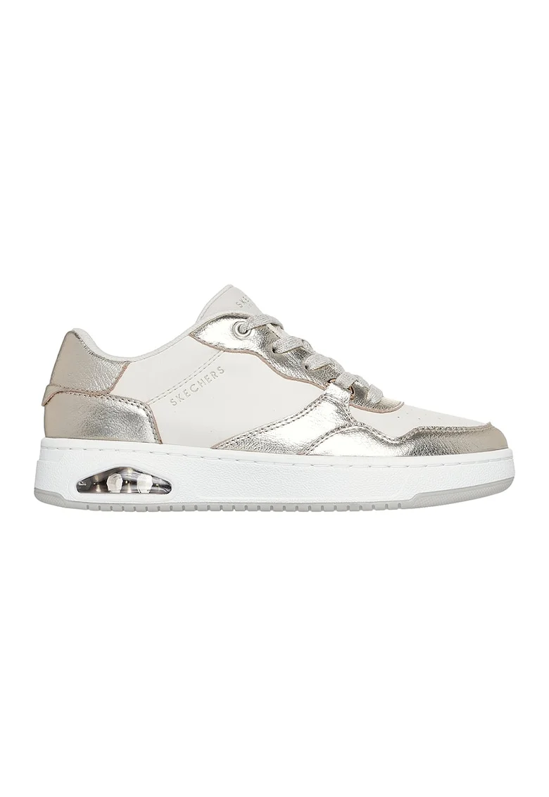 Pantofi sport din piele ecologica cu garnituri cu aspect metalizat Uno Ctrl Luxe Steps, Alb/Argintiu