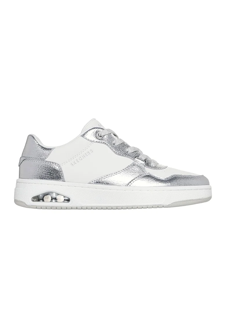 Pantofi sport din piele ecologica cu garnituri cu aspect metalizat Uno Ctrl Luxe Steps, Alb optic/Argintiu