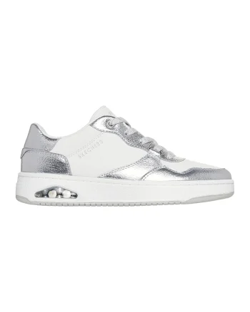 Pantofi sport din piele ecologica cu garnituri cu aspect metalizat Uno Ctrl Luxe Steps, Alb optic/Argintiu