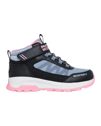 Ghete impermeabile cu velcro, Albastru pastel/Negru/Roz pal