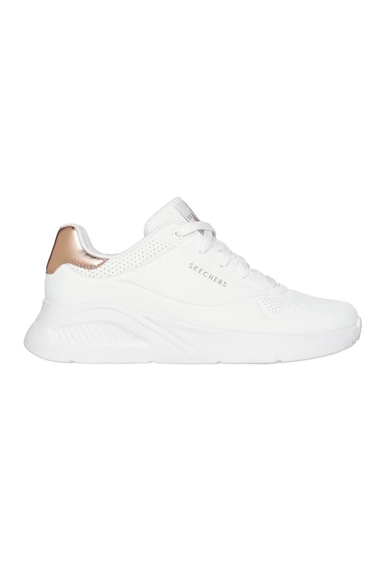 Pantofi sport Uno Lite - Shimmer Along cu garnituri cu aspect metalizat, Alb optic/Bronz