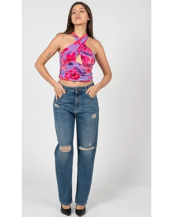 Top crop cu imprimeu floral Tenue,