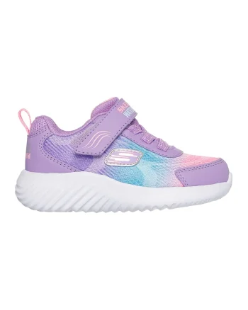Pantofi sport Bounder cu velcro si insertii de piele ecologica, Roz deschis/Lila/Albastru deschis