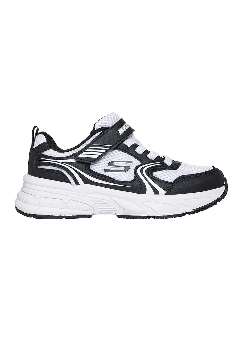 Pantofi sport Retro-Graph cu strat exterior de plasa si piele ecologica, Alb/Negru
