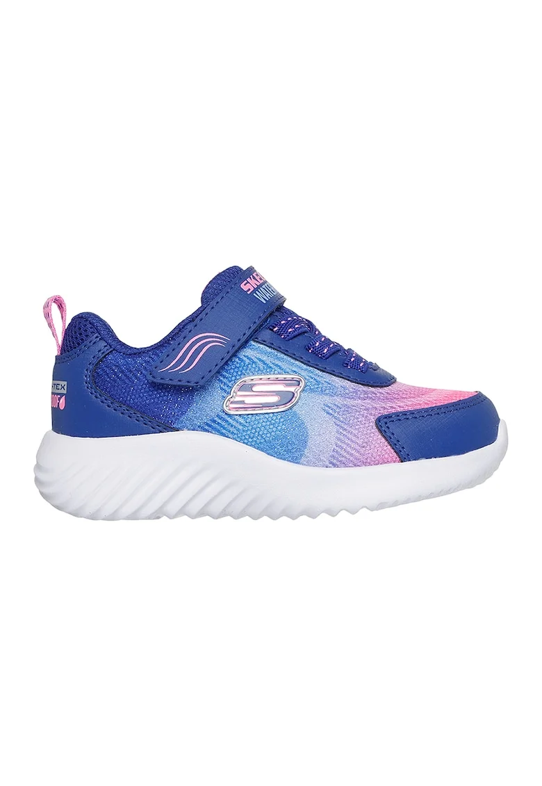 Pantofi sport Bounder cu velcro si insertii de piele ecologica, Albastru inchis/Roz deschis