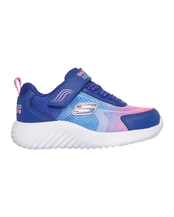 Pantofi sport Bounder cu velcro si insertii de piele ecologica, Albastru inchis/Roz deschis