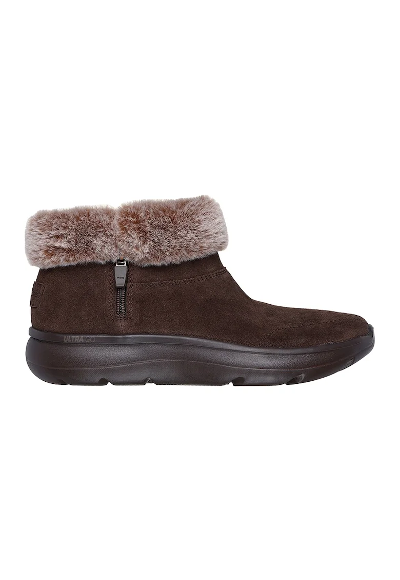 Ghete din piele intoarsa cu blana sintetica On The Go Encore, Maro
