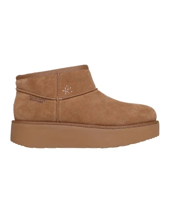 Ghete din piele intoarsa cu talpa plata Hero, Caramel