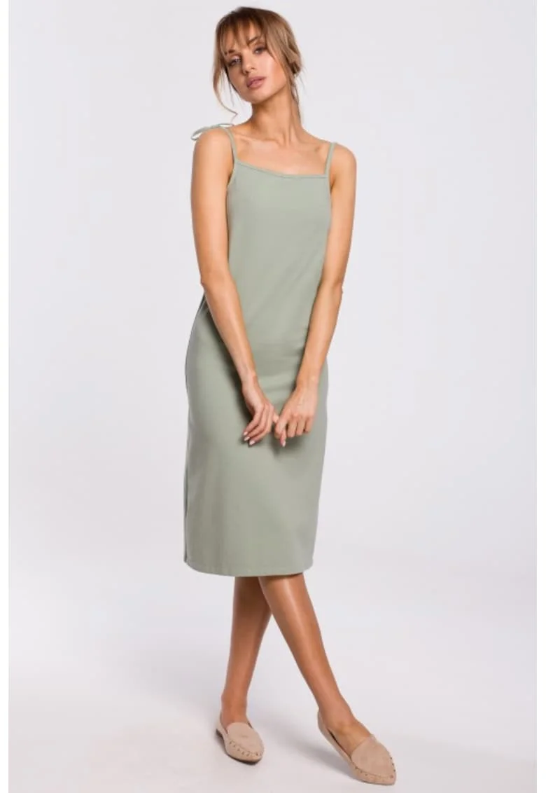 Rochie midi cu bretele subtiri,, Verde fistic