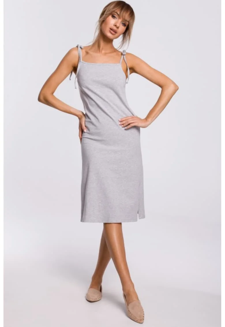 Rochie midi cu bretele subtiri,, Gri
