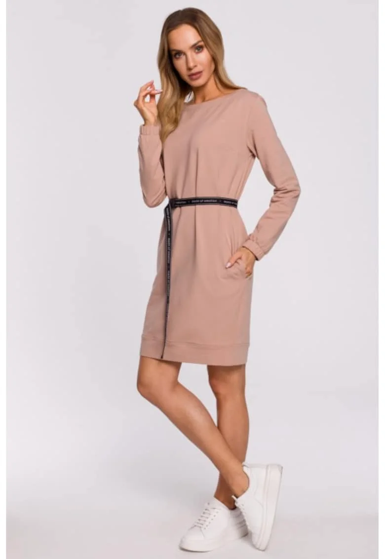 Rochie cu curea reglabila,, Roz prafuit